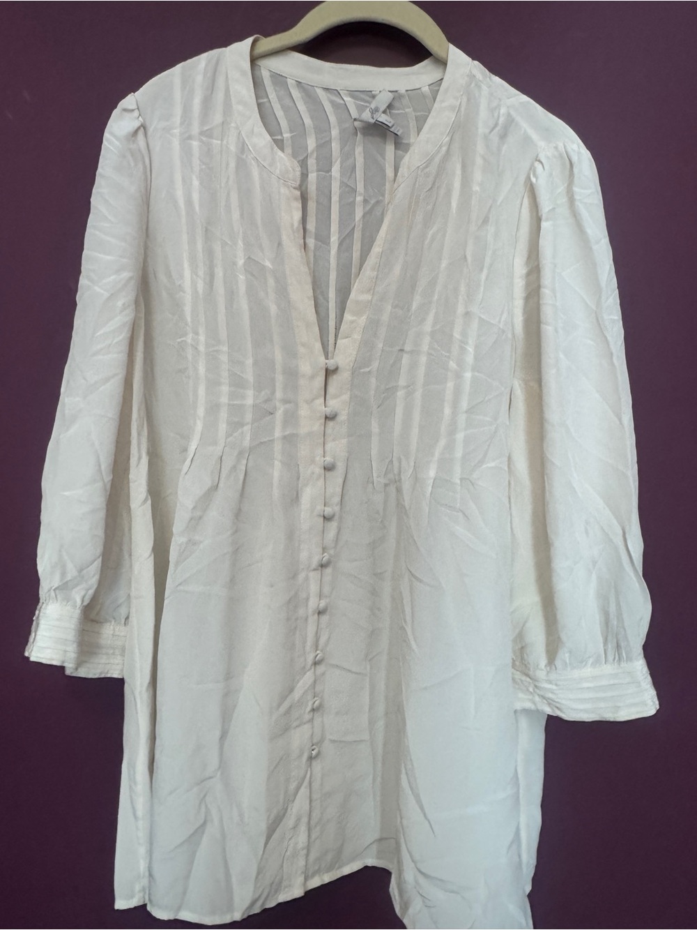 Joie Silk Pleated Blouse 3/4 sleeve